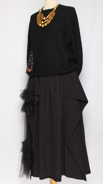 Джемпер ХЛОПОК СОТЫ " ДВЕ НАШИВКИ" L-856 кофе, черный до р.52