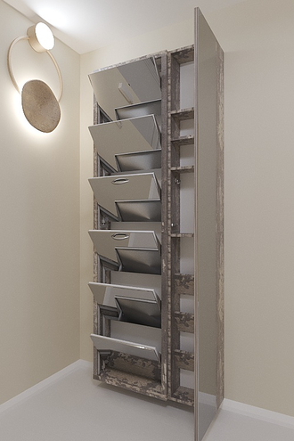 Обувница Айрон-6 Дуэт (фасад Зеркало)