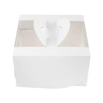 Коробка для бенто-торта с ручками с окном 140х140х80 мм