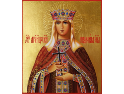 Людмила Чешская, святая мученица, княгиня. Рукописная икона.