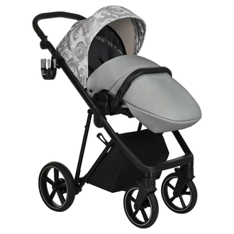 Коляска 3в1 Roan Sol Flowers Gray/Black (руч.Черная)