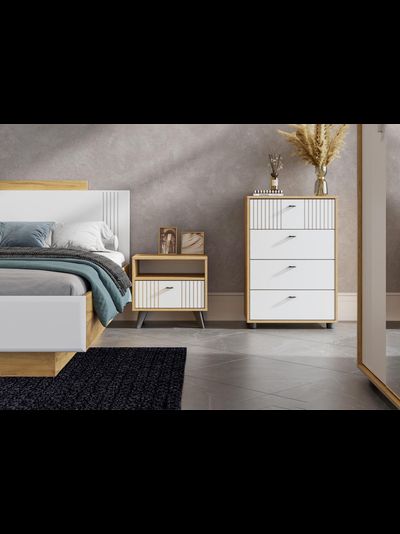 Милан Кровать двойная универсальная 1,6*2,0 Дуб Золотой/Белый Матовый (без основания)