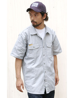Рубашка Prison Blues® HICKORY WORK SHIRT [Пуговицы/Короткий рукав]