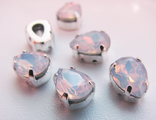 Капля 6х8 мм цвет Rose Opal #135, оправа Серебро