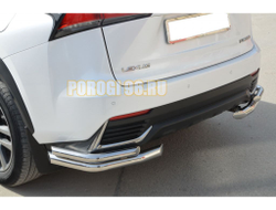 Защита заднего бампера двойная угловая  d60/42 для Lexus NX200/NX300 2017-