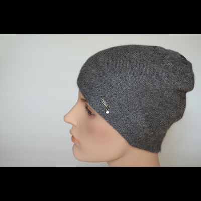Серая вязаная шапка из альпака и шелка Vizio Италия 7000 CY