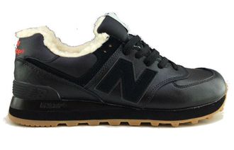 New Balance 574 Черные/Мех (35-46) Арт: 058М