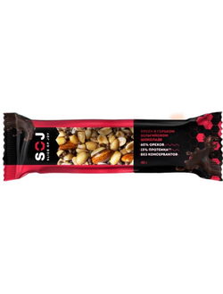 Ореховый батончик SOJ  АРАХИС-МИНДАЛЬ-ГОРЬКИЙ ШОКОЛАД  40гр (20)*4