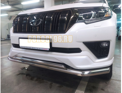 Защита переднего бампера двойная d60/42 для Toyota Land Cruiser Prado 150 Black Onyx (2020-...)