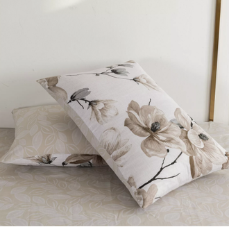 Комплект постельного белья Делюкс Сатин рисунок Маки L432  2 спальный с двумя наволочками 50-70
