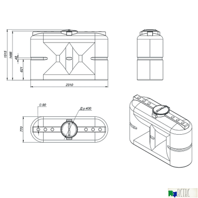 Емкость Экопром S 2000 л черная