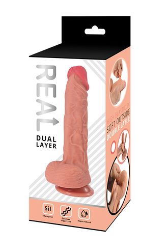 Реалистичный фаллоимитатор REAL Dual Layer, dual silicone, 17х4 см.