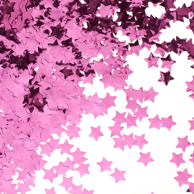 Шары с конфетти розовые металлик (звёзды)