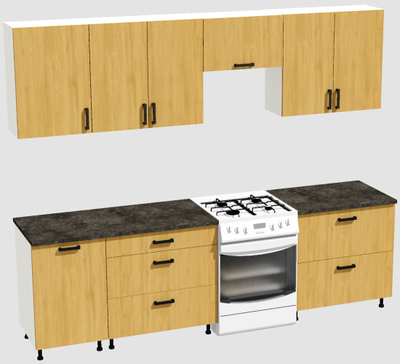 Кухня Эконом 2,1 метра (1300х800) Цвет: Дуб Сонома/Дуб Сонома