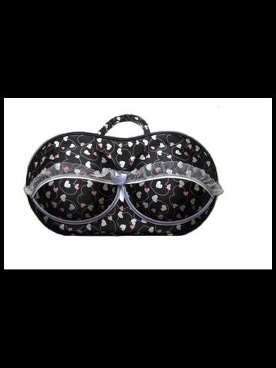 Сумка для хранения бюстгальтеров, черная с сердечками