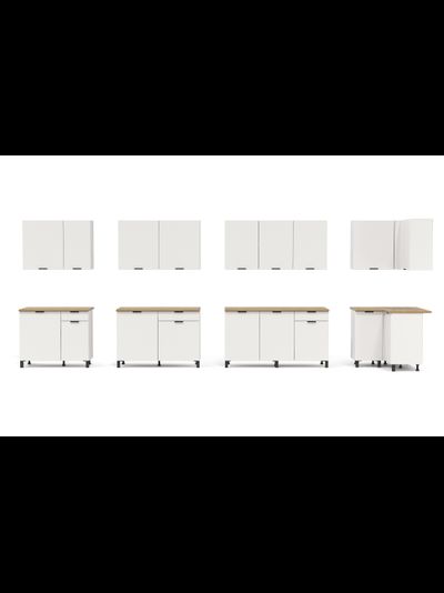 Венера (1000) МДФ кухонный гарнитур (МДФ с ПВХ белый матовый (гладкий)