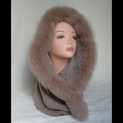 Шарф труба женский Италия Vizio 6128 Taylor Brill KSP V бежевый с мехом