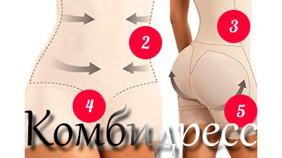 Комбидресс Slim Shapewear придает ягодицам зрительную упругость и уменьшает размеры и обьем бедер
