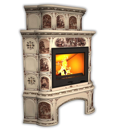 Изразцовый камин КимрПечь Прованс с дровником