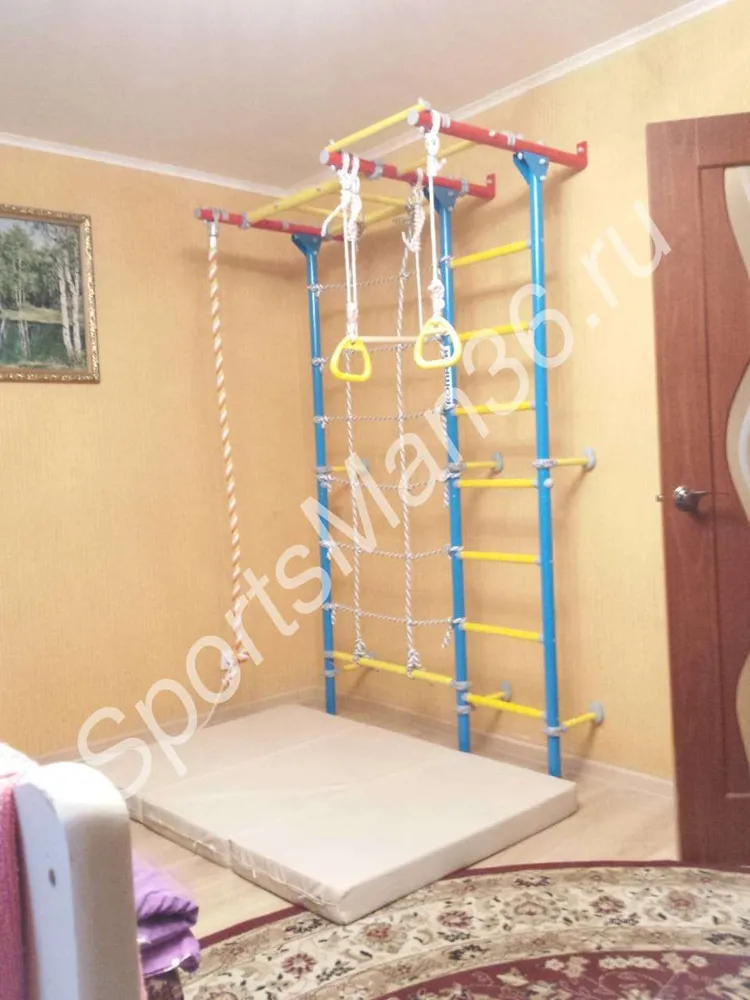 ШВЕДСКАЯ СТЕНКА ROMANA KARUSEL S7^ цвет металла красный+голубой, ступени массажные