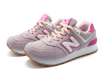 New Balance 574 Розовые с белым в точку женские (36-41) Арт. 152MA