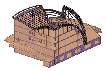 Модель здания яхт-клуба в Revit