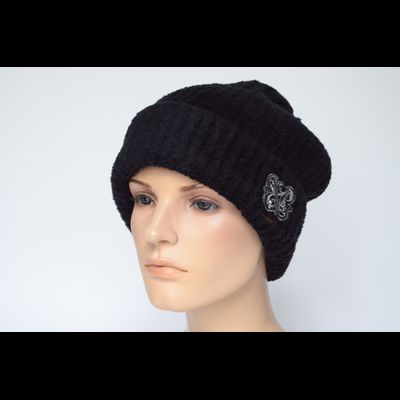 Женская шапка из кашемира с отворотом Италия Vizio 1112 CRYO черная