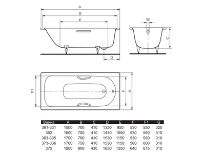 Стальная ванна Kaldewei Saniform Plus 373-1 170х75 с покрытием Easy-Clean