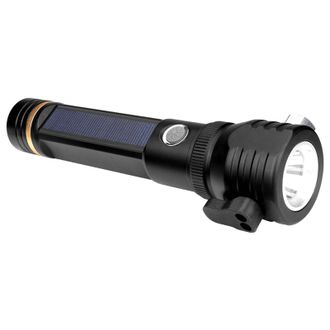 Электрический светодиодный фонарь арт. W565  , 500LM 3 реж., USB/солн.зарядка, молот. резца, компас, тактический фонарь