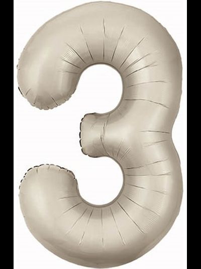 Шар цифра 3 кремовая