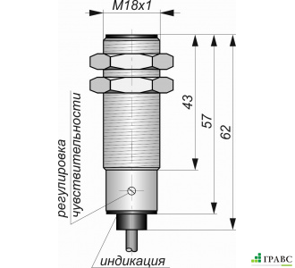 Бесконтактный емкостный датчик E02-NC-PNP (12X18H10T)