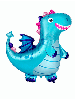 Фольгированная фигура с гелием "Динозаврик голубой"