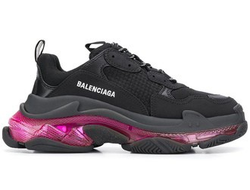 Кроссовки Balenciaga Triple S черные с фиолетовой подошвой