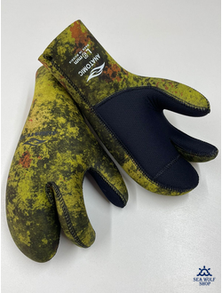 Рукавицы неопреновые 9мм AquaTeam 3х-палые Camo У/ОП р.L