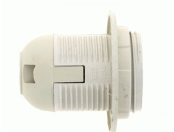 EKF Патрон E27 пластиковый люстровый с кольцом, термостойкий пластик, белый, LHP-E27-r