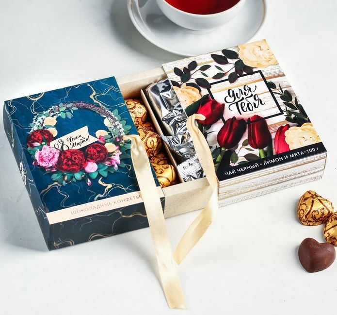 Подарочный набор из конфет и чая