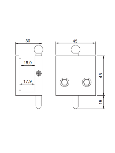 ID400 Шпингалет без вырезов на стекле