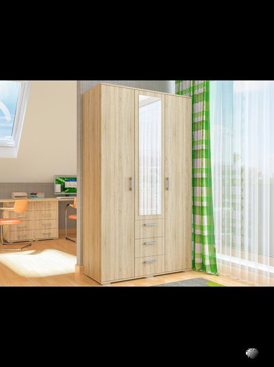 Шон-12 Шкаф распашной с зеркалом 2100х1200х540 Сонома