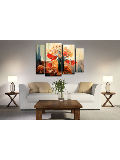 Модульная картина "Цветы и вино"