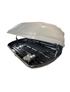 Автобокс LEVEL МИНИ СЕРЫЙ 390 L ДВУСТОРОННИЙ