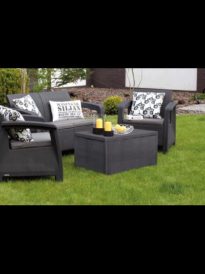 Комплект мебели Корфу со столиком-сундуком графит