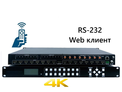 DE-SMXB88 8 HDMI 2.0 Бесшовная матрица. Управление RS-232, Web клиент. Пульт.