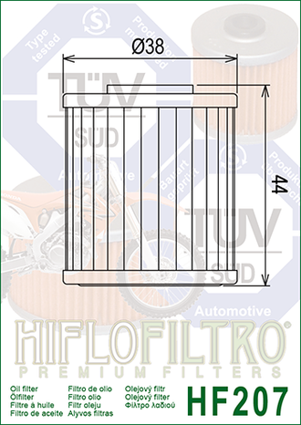 Масляный фильтр HIFLO FILTRO HF207 для Betamotor (15.26060.000) // Kawasaki (52010-0001) // Suzuki (16510-35G00, K5201-00001)