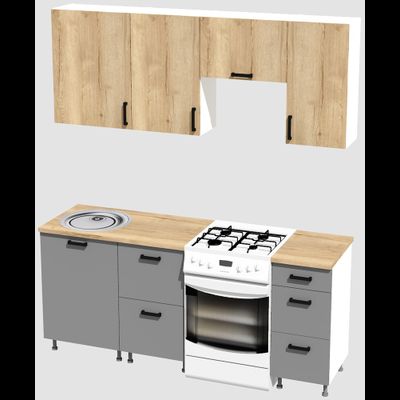 Кухня эконом 1,5 метра (600х500х400) Цвет: Дуб Вотан/Базальт