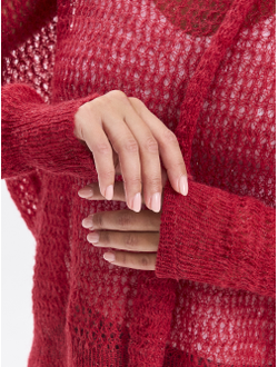 Кофта прозрачная вязаная оверсайз с шарфом