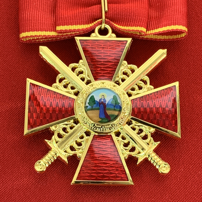 Орден Святой Анны 2-й степени с мечами, с бантом из муаровой ленты. Полноразмерная копия LUX! Лот № 93.