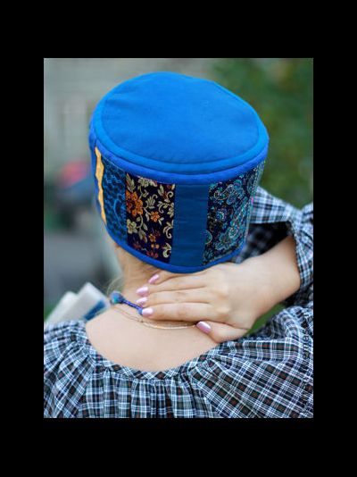 Русский традиционный женский головной убор "Повойник лоскутный".