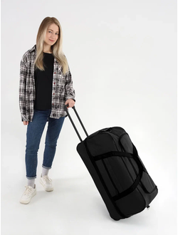 Дорожная сумка на колесах с выдвижной ручкой, черная