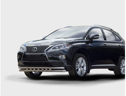 Защита переднего бампера с декоративными элементами d60/60 двойная для Lexus RX 2012-2015