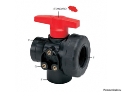 Кран 3х ходовой; тип ручки LL; крепление TYPE 1; вх.-вых.1"1/4"